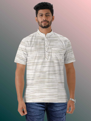 Afifa Collections Men Striped Straight Kurta(Brown, Multicolor)