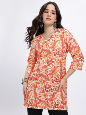 Anouk Rustic Women Printed Straight Kurta(Orange)