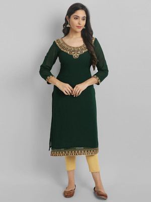 Jash Creation Women A-line Green Midi/Calf Length Dress