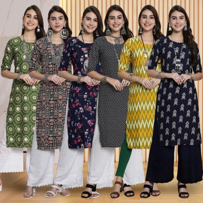 EthnicBasket Women Printed Straight Kurta(Multicolor)