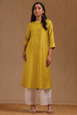 soch Women Solid A-line Kurta(Yellow)
