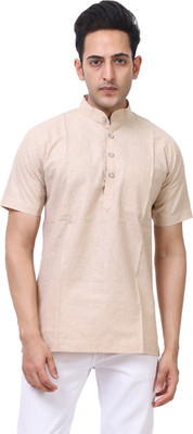 LAHSUAK Men Solid Straight Kurta(Beige)