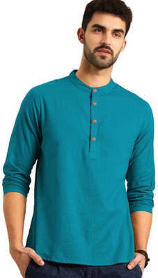 DaReal Men Solid A-line Kurta(Brown)