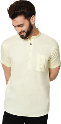 SuperTrend Men Embroidered Straight Kurta(Yellow)