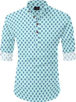 VELLOSTA Men Printed A-line Kurta(Green)
