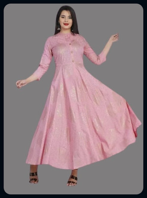 AnviTextile Women Printed Anarkali Kurta(Pink)