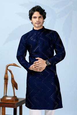 Lazzly Men Embroidered Straight Kurta(Multicolor)
