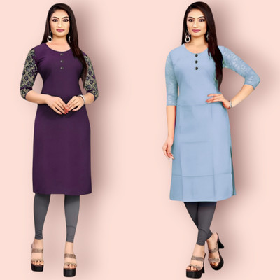 HouseOfCommon Women Solid Straight Kurta(Multicolor)