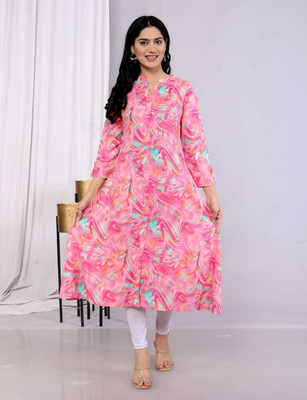 KESHAV FAB Women Floral Print A-line Kurta(Pink)