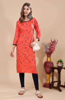 Kaina Creations Women Floral Print A-line Kurta(Pink)