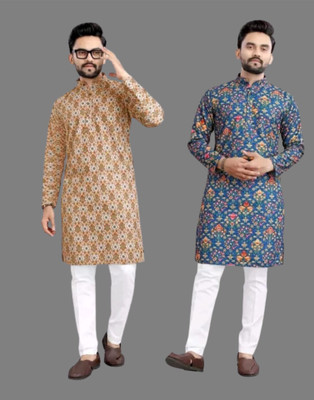 DHASU TRENDZ Men Printed Straight Kurta(Multicolor)