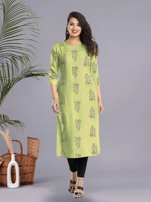 1 Stop Fashion Women Printed A-line Kurta(Green)