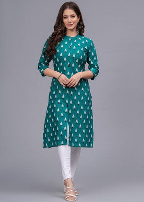 Mahruchi Textile Women Block Print Straight Kurta(Dark Green)