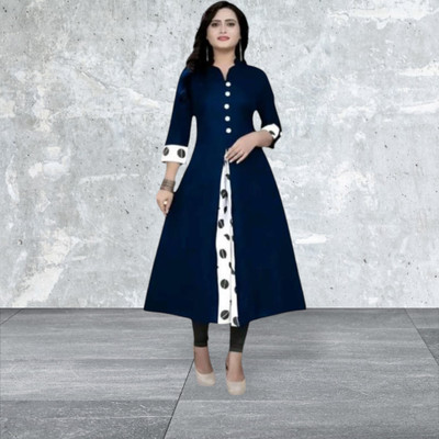 Rangrasiyatexk Women Printed Anarkali Kurta(Blue)