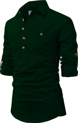 Edinwolf Men Solid Straight Kurta(Orange)