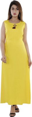 DARGU Women Solid A-line Kurta(Yellow)