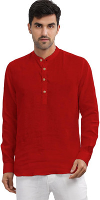 DaReal Men Solid A-line Kurta(Red)
