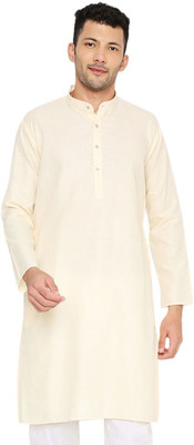 MAHARAJA Men Solid Straight Kurta(White)