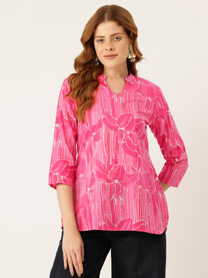 Feranoid Retail Women Floral Print Straight Kurta(Pink)