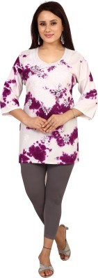 Zr Fashion Women Printed Cape Top Kurta(Purple)