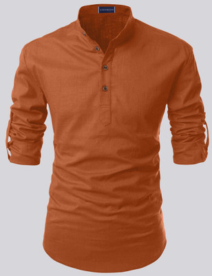 Fifth U Men Solid Straight Kurta(Dark Blue)