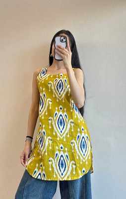 Vrishabhanulali Casual Printed Women Yellow Top