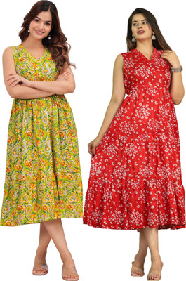 RD Fab Women Embroidered, Floral Print Anarkali Kurta(Multicolor)