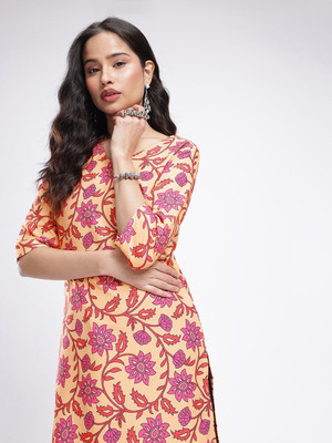 Anouk Rustic Women Floral Print Straight Kurta(Multicolor)