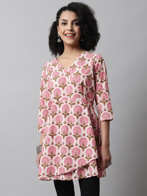 Feranoid Retail Women Printed Straight Kurta(Pink)