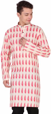 SKAVIJ Men Self Design Straight Kurta(Pink)