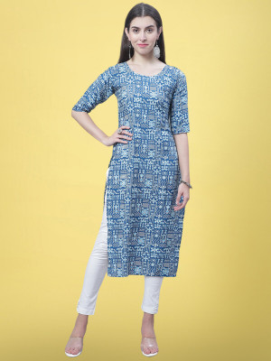 1 Stop Fashion Women Printed A-line Kurta(Blue, Light Blue, Grey)