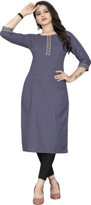 SARVAGNA Women Solid Straight Kurta(Grey)