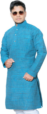 Voniry Men Self Design Straight Kurta(Blue)