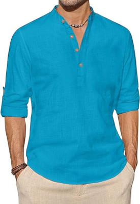 Edinwolf Men Solid A-line Kurta(Light Blue)