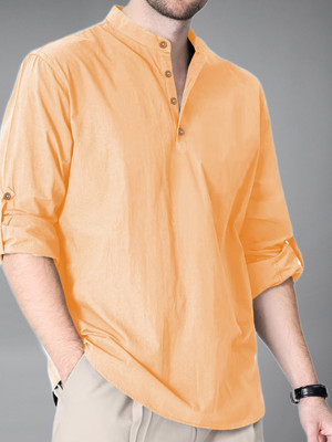 Univibe Men Solid Straight Kurta(Orange)