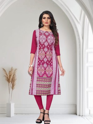 PREMVATIFAB Women Printed Anarkali Kurta(Pink, Maroon)