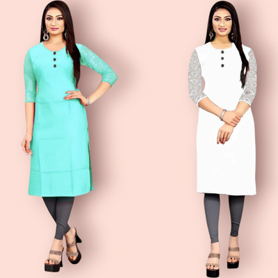 HouseOfCommon Women Solid Straight Kurta(Multicolor)