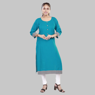 MAHEE TRENDZ Women Printed Straight Kurta(Light Blue)