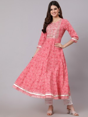 KIMAYRA Women Embroidered Anarkali Kurta(Pink)