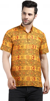 Krishiv Men Printed Straight Kurta(Yellow)