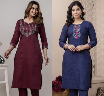 AuzaSho Collection Women Printed Straight Kurta(Multicolor)