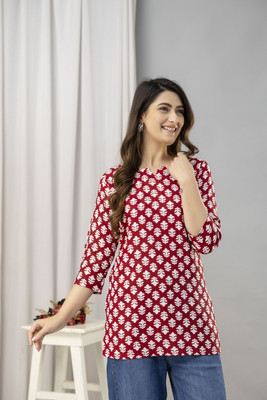HARITWAL Women Printed Straight Kurta(Maroon)