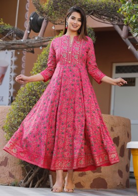 Shri Shayam Creation Women Printed A-line Kurta(Pink)