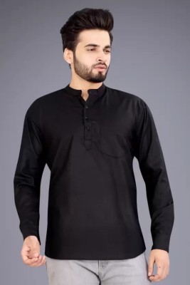 Bandidhari Fashion Men Solid Straight Kurta(Black)