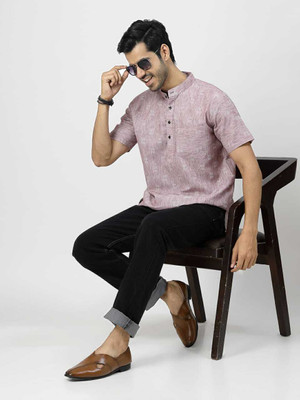 Rohilcrust Men Self Design Straight Kurta(Purple)