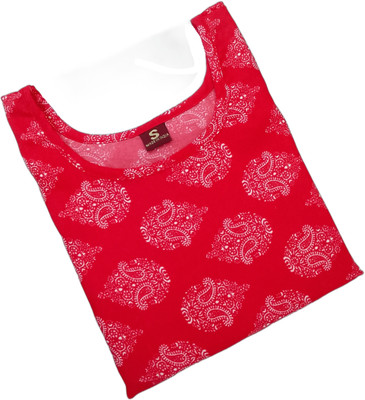 RD Collection Women Printed Straight Kurta(Red)