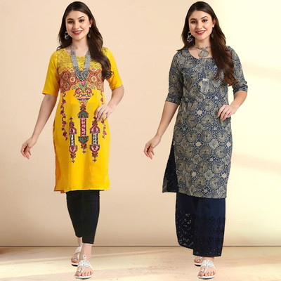 1 Stop Fashion Women Printed A-line Kurta(Multicolor)