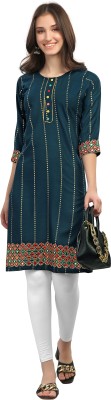 Arozi Women Embroidered Straight Kurta(Blue)