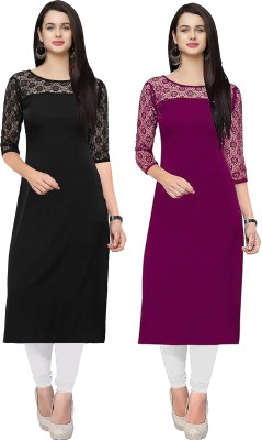 Dream Beauty Fashion Women Self Design A-line Kurta(Purple)