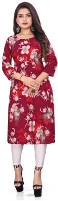 SAIKRUPA FASHION Women Printed Straight Kurta(Maroon)